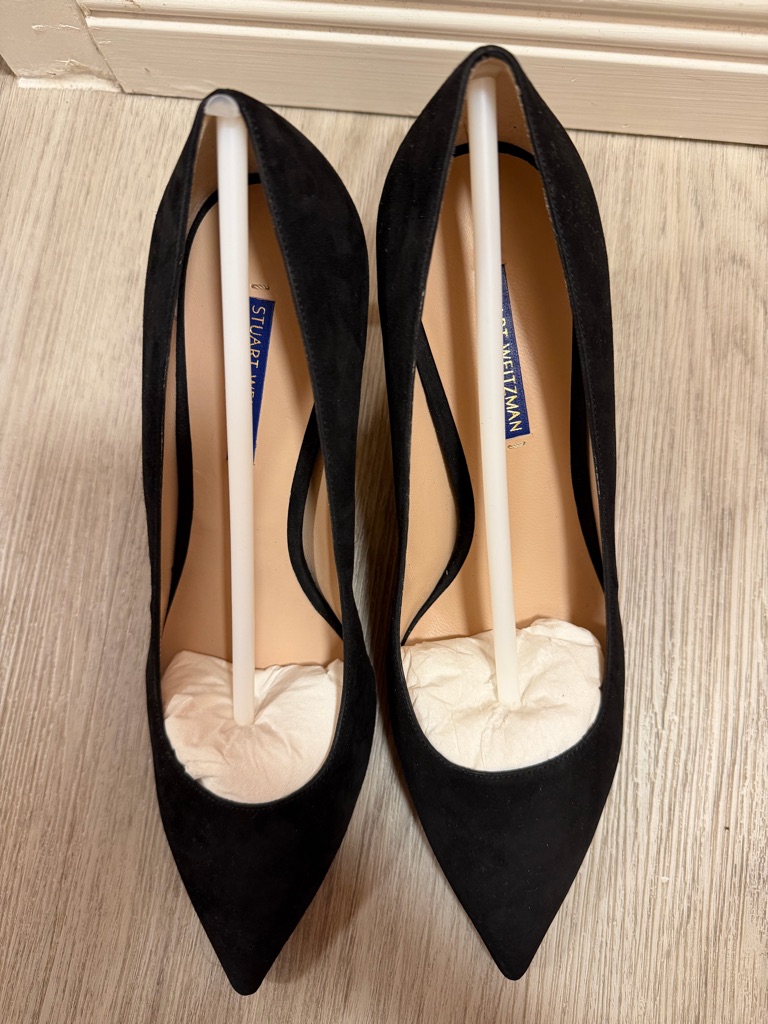 Stuart Weitzman Leigh 70 Black Suede Heels